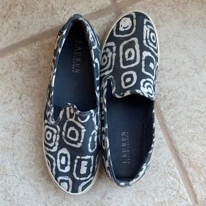 Beautiful Ralph Lauren navy blue slip on sneakers.